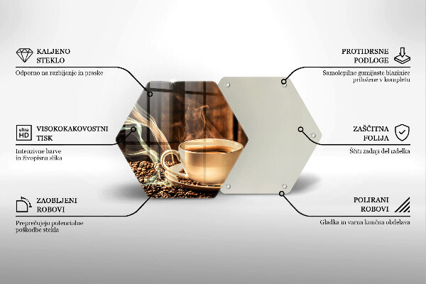 Tagliere in vetro temperato Tazza e chicchi di caffè
