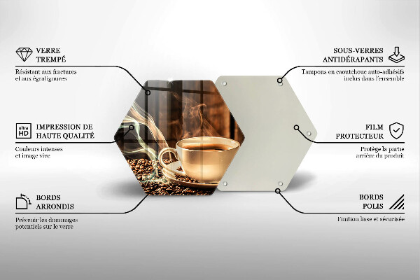 Tagliere in vetro temperato Tazza e chicchi di caffè