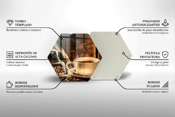 Tagliere in vetro temperato Tazza e chicchi di caffè