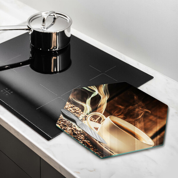 Tagliere in vetro temperato Tazza e chicchi di caffè