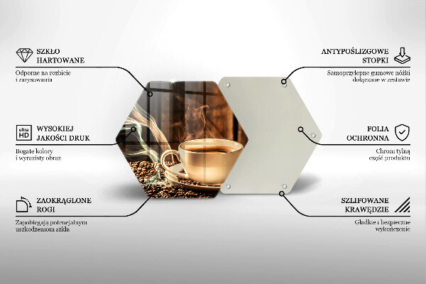 Tagliere in vetro temperato Tazza e chicchi di caffè