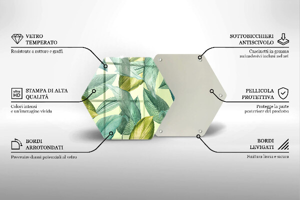 Tagliere in vetro temperato Foglie tropicali verdi