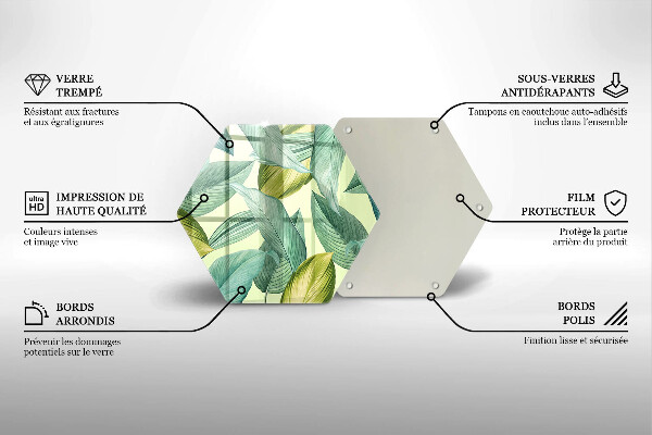 Tagliere in vetro temperato Foglie tropicali verdi