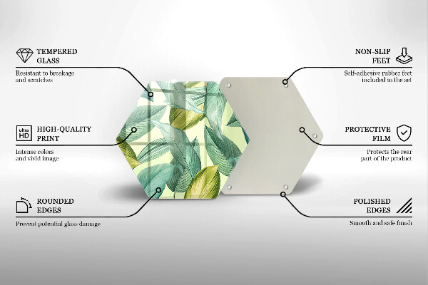Tagliere in vetro temperato Foglie tropicali verdi