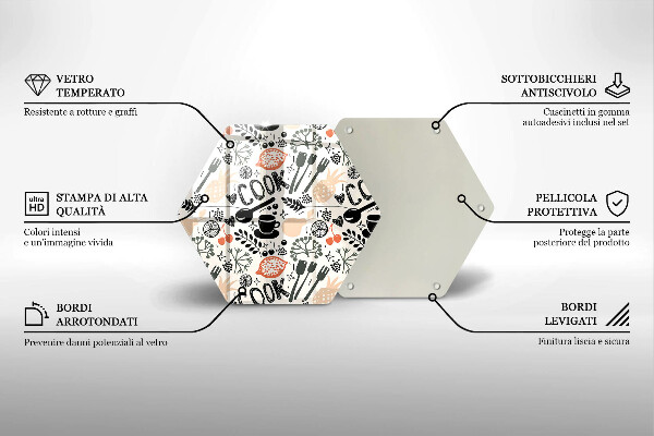 Tagliere in vetro temperato Motivo della cucina dei cartoni animati