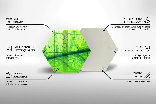 Tagliere in vetro temperato Primo piano di una foglia