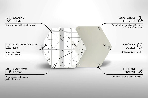 Tagliere in vetro temperato Triangoli bianchi