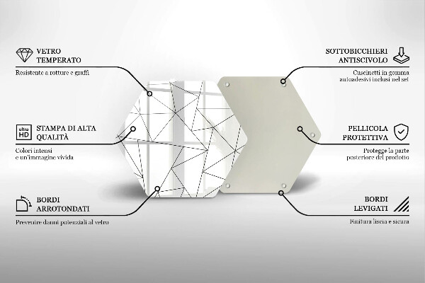 Tagliere in vetro temperato Triangoli bianchi