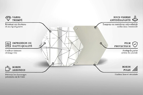 Tagliere in vetro temperato Triangoli bianchi