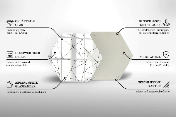 Tagliere in vetro temperato Triangoli bianchi