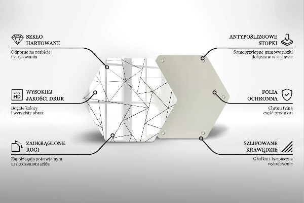 Tagliere in vetro temperato Triangoli bianchi