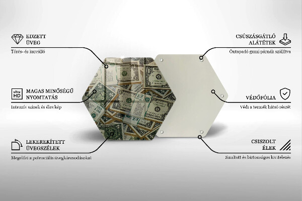 Tagliere in vetro temperato Dollari in denaro