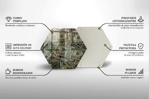 Tagliere in vetro temperato Dollari in denaro