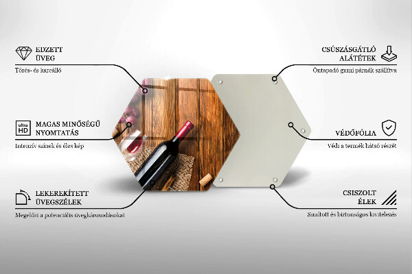 Tagliere in vetro temperato Una bottiglia di vino rosso