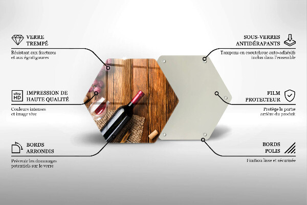 Tagliere in vetro temperato Una bottiglia di vino rosso