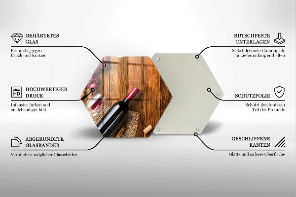 Tagliere in vetro temperato Una bottiglia di vino rosso