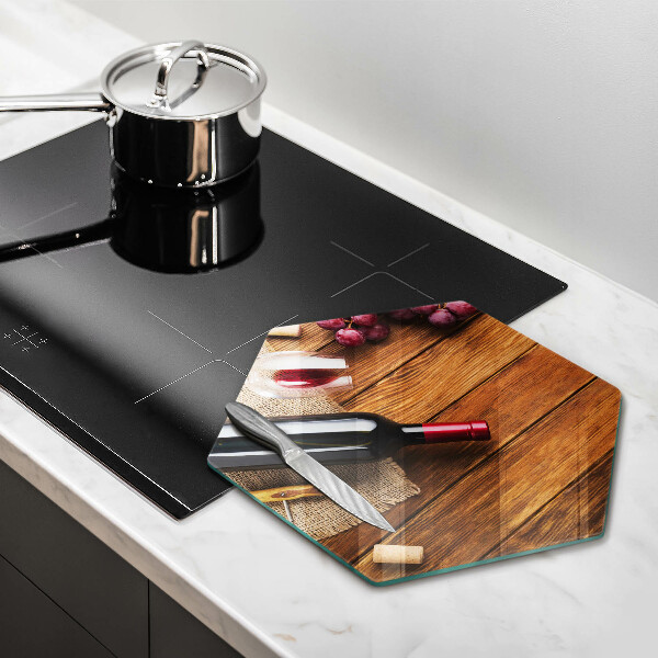 Tagliere in vetro temperato Una bottiglia di vino rosso