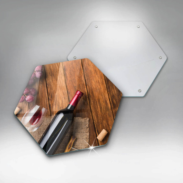 Tagliere in vetro temperato Una bottiglia di vino rosso