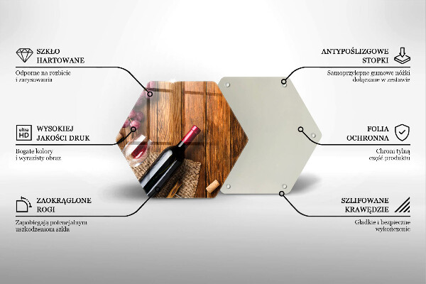 Tagliere in vetro temperato Una bottiglia di vino rosso