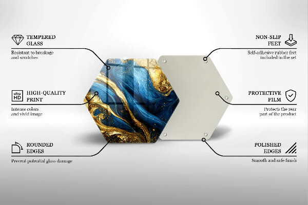 Tagliere in vetro temperato Marmo blu e oro