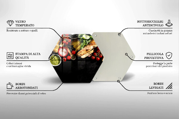 Tagliere in vetro temperato Ingredienti e spezie italiani