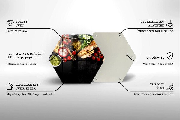 Tagliere in vetro temperato Ingredienti e spezie italiani