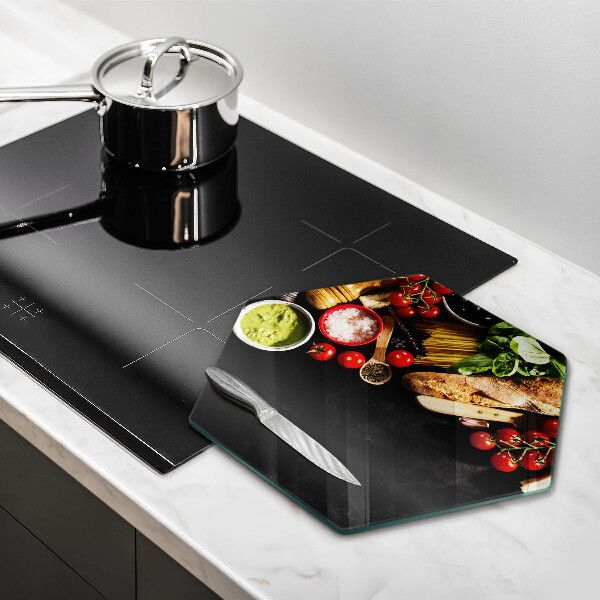 Tagliere in vetro temperato Ingredienti e spezie italiani