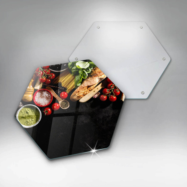 Tagliere in vetro temperato Ingredienti e spezie italiani