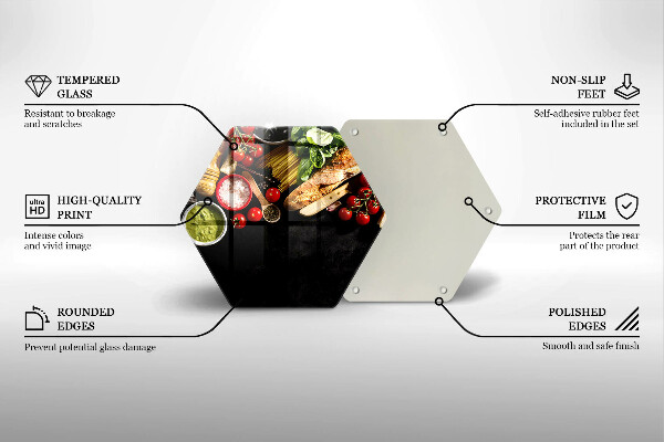 Tagliere in vetro temperato Ingredienti e spezie italiani