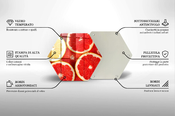 Tagliere in vetro temperato Fette di pompelmo