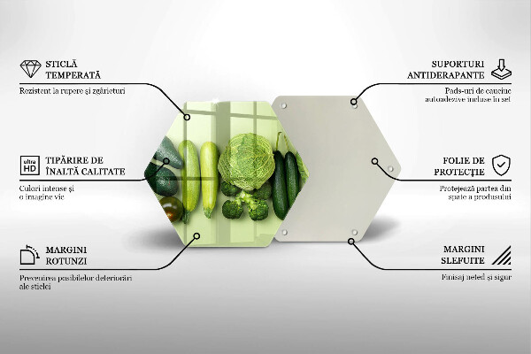 Tagliere in vetro temperato Frutta e verdura verde