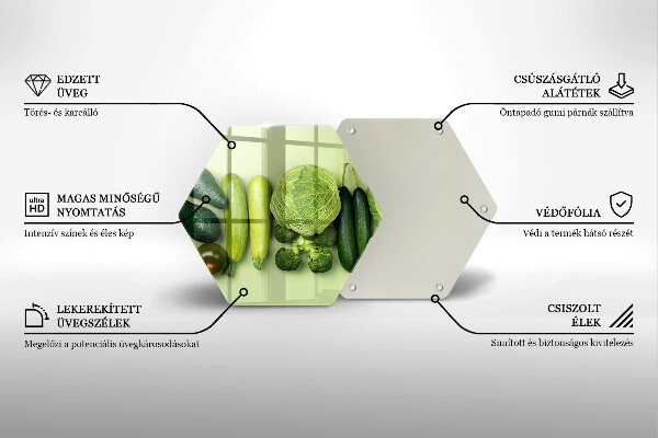 Tagliere in vetro temperato Frutta e verdura verde