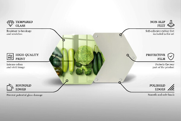 Tagliere in vetro temperato Frutta e verdura verde