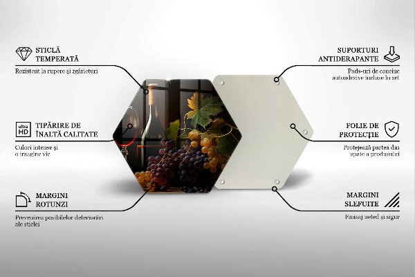 Tagliere in vetro temperato Bicchiere di vino e uva