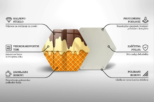 Tagliere in vetro temperato Illustrazione del cono gelato