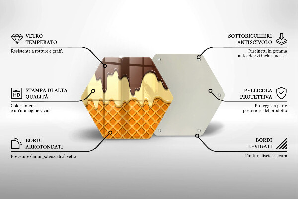 Tagliere in vetro temperato Illustrazione del cono gelato