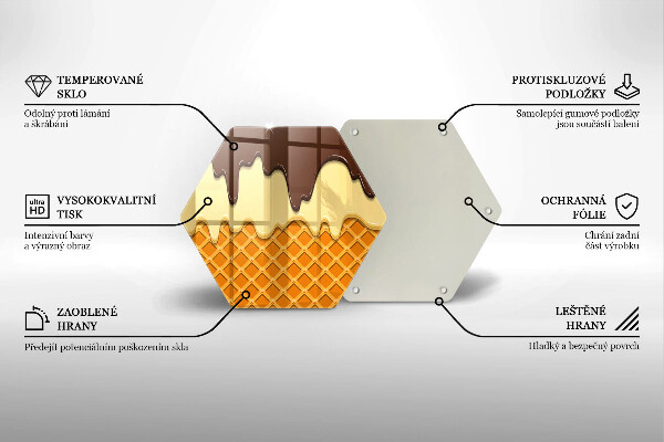 Tagliere in vetro temperato Illustrazione del cono gelato