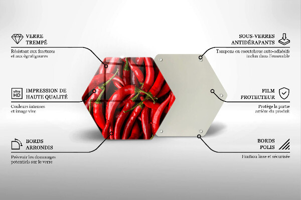 Tagliere in vetro temperato Peperoncini piccanti
