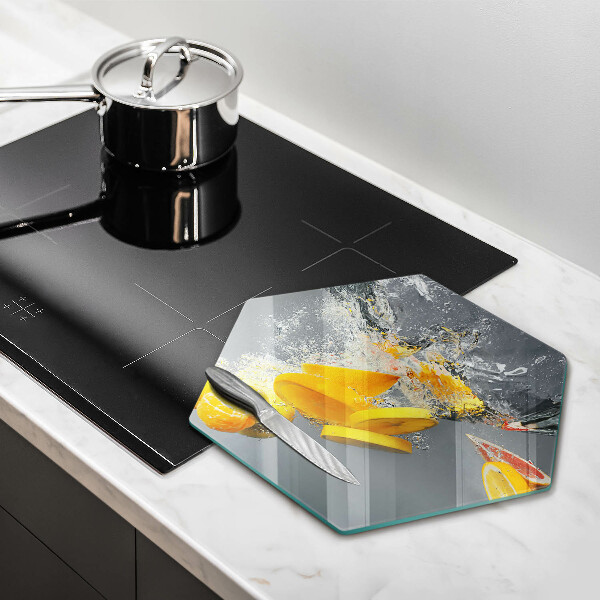 Tagliere in vetro temperato Limoni in acqua