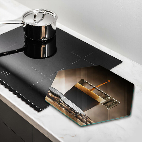 Tagliere in vetro temperato Vetro e chicchi di caffè