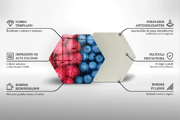 Tagliere in vetro temperato Frutti di lampone e mirtillo