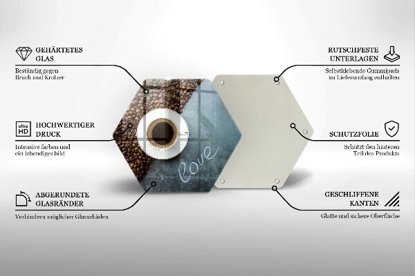 Tagliere in vetro temperato Chicchi e tazza di caffè