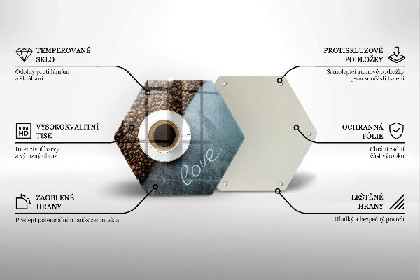 Tagliere in vetro temperato Chicchi e tazza di caffè