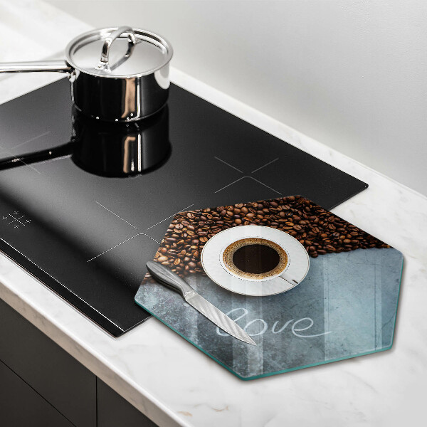 Tagliere in vetro temperato Chicchi e tazza di caffè