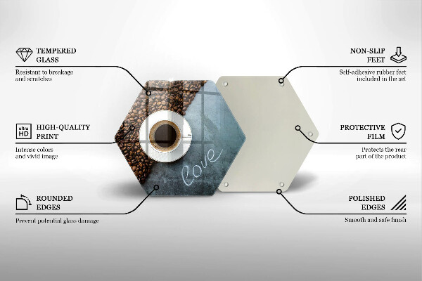 Tagliere in vetro temperato Chicchi e tazza di caffè