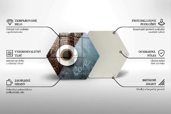 Tagliere in vetro temperato Chicchi e tazza di caffè