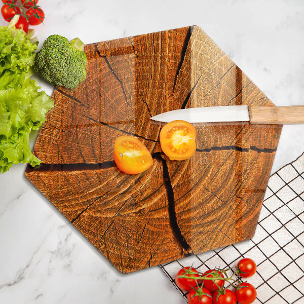 Tagliere in vetro Struttura in tronco di legno