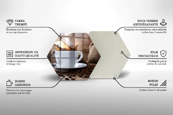 Tagliere in vetro Tazza e chicchi di caffè