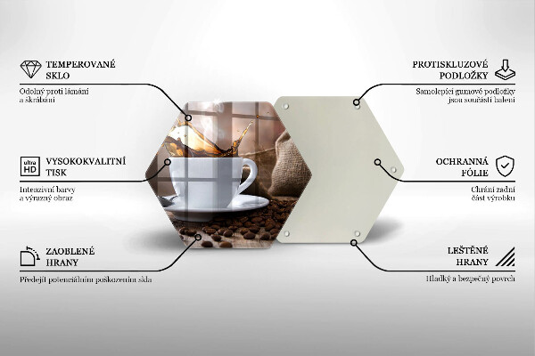 Tagliere in vetro Tazza e chicchi di caffè