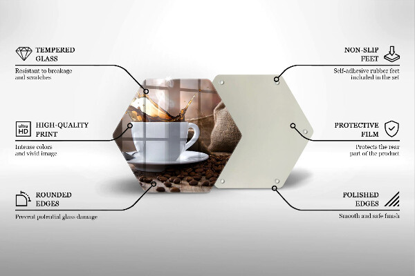 Tagliere in vetro Tazza e chicchi di caffè